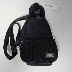 Calvin Klein Jessie Organizational Sling Backpack, Black/Silver